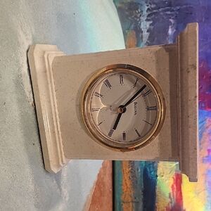 Bulova Beige and Gold Table Clock